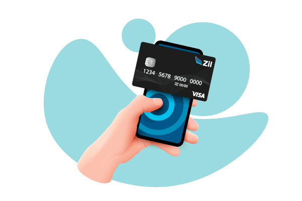 Efficient Financial Control at Your Fingertips: A Hand Holding a Corporate Expense Card on a Smartphone, Highlighting the Convenience of Multiple Business Checking Accounts.