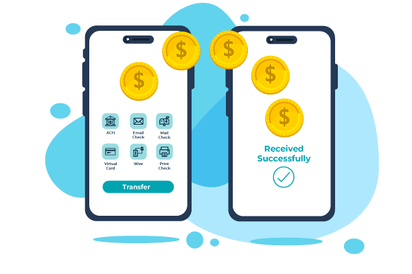 Two Mobile Phones Used to Send Money to Bank Account Online, with the Words Received Stipend on Them