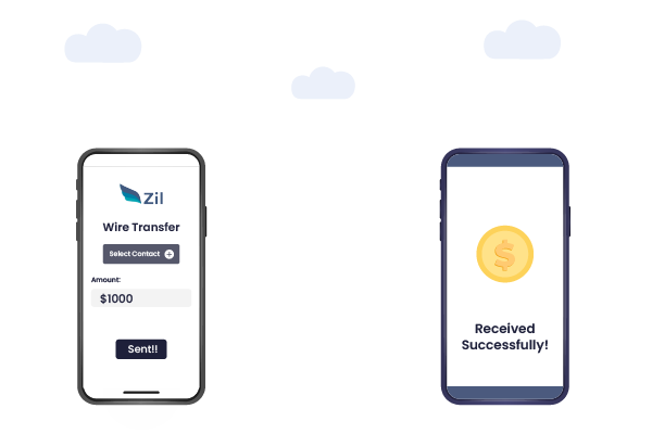 A Mobile App with a Phone and a Coin on It and Transfer Wire Money Online