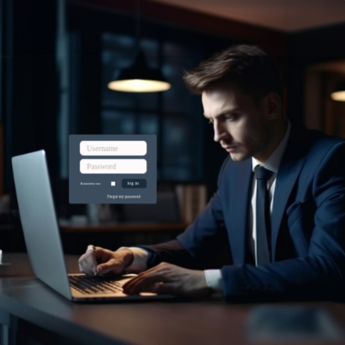 A Man in a Suit Is Using a Laptop at Night to Manage His Best Small Business Online Bank Account