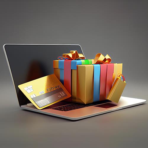 A Laptop Adorned with Gift Boxes and a Credit Card, Illustrating a Convenient and Practical Guide on Visa Gift Card How To Use