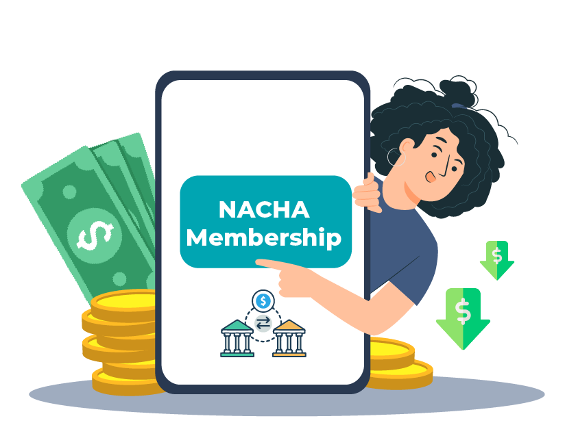 A Woman Holding a Phone Showing NACHA Membership, Explaining ACH Payment Meaning.