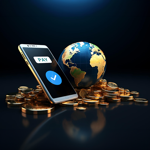 A Smartphone on Top of a Pile of Gold Coins, Showcasing the Convenience of Send Money Internationally Online.