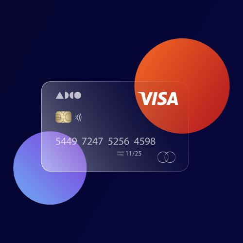 An Illustration of a Visa Virtual Card Standing on a Black Background