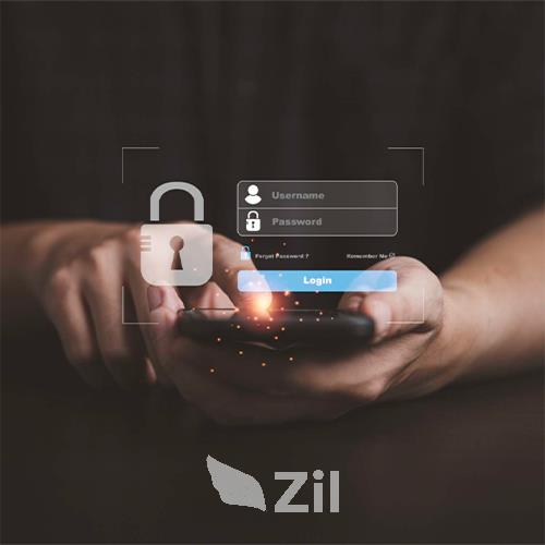 Hands Holding a Smartphone with a Security Login, Symbolizing Online Data Protection as an Azlo Business Checking Account Alternative