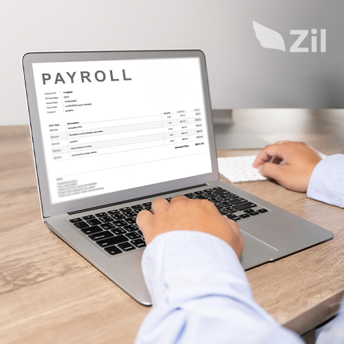 A Person Works on a Laptop Displays a Effortless Payroll Processing Online for Small Businesses