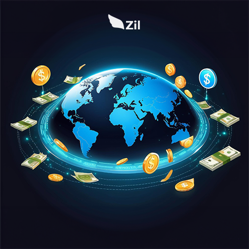 Coins and Money in the Form of Dollars Orbit the Globe. This Indicates the Best Wire Transfer Service