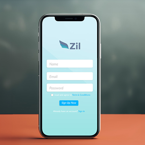 A Smartphone Displaying the Login Screen of Zil, N26 Alternative.