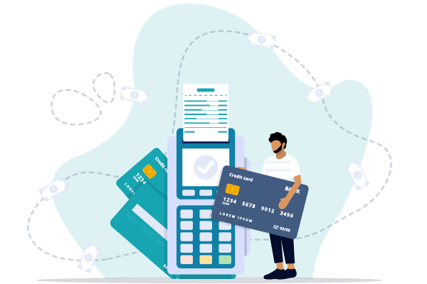 A Person Using A Corporate Expense Card to Make A Payment. Represents Bank Account Number