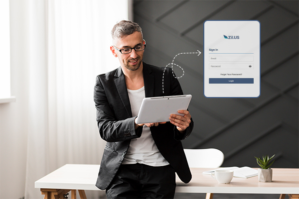 A Man Using A Tab to Open Bluevine Alternative Easily. Open a Checking Account Online. Manage ACH, Wire Transfer, and Virtual Cards